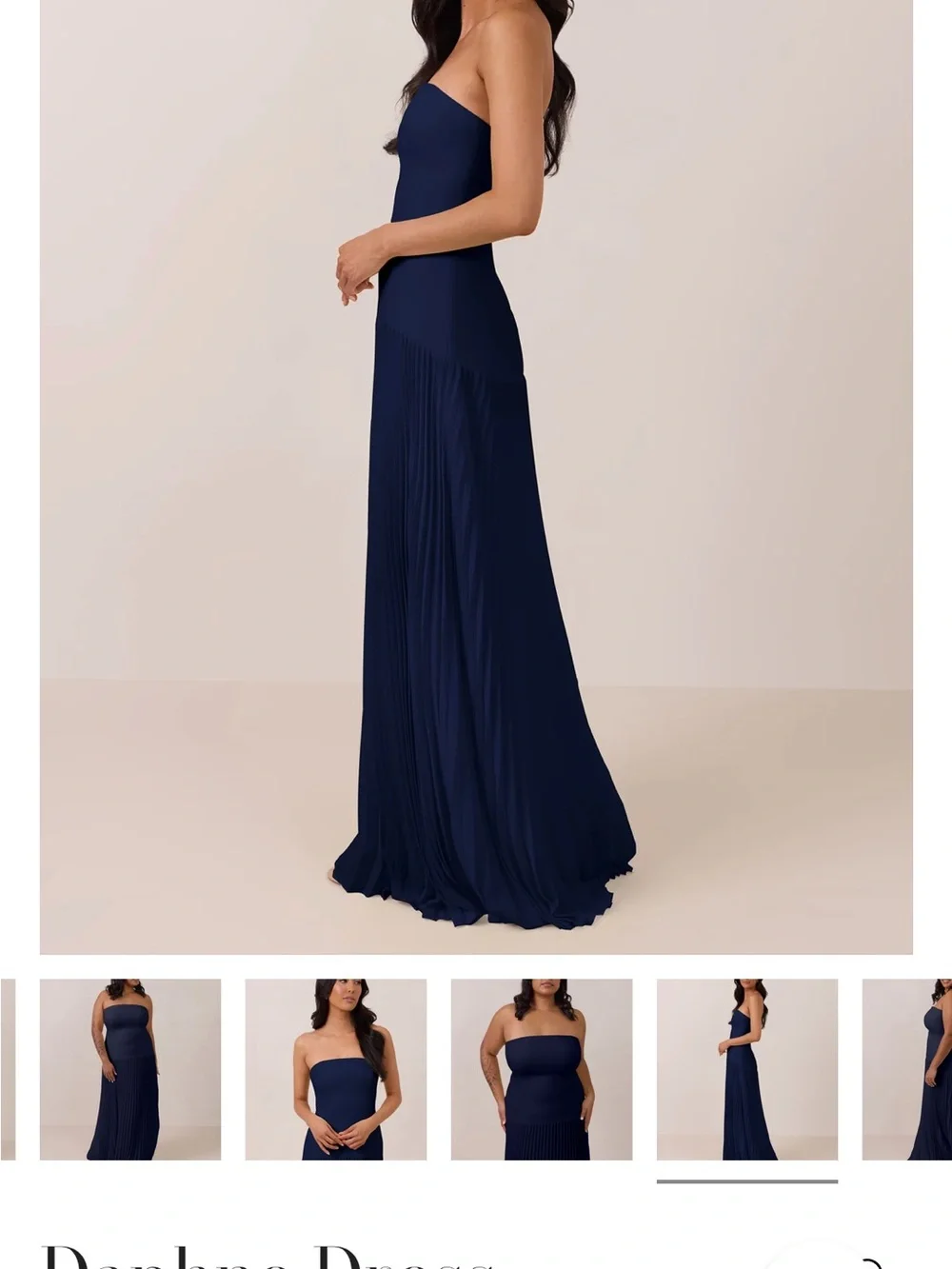 Park & Fifth Navy Strapless Pleated Maxi Dress - Picture 2 of 4